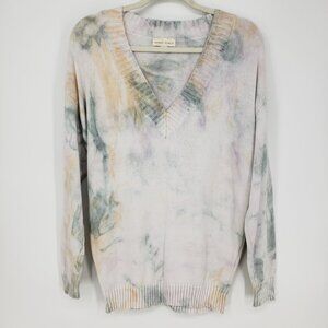 3/$25 Honey Punch Tie Dye Oversized Pullover Sweater S Womens V Neck Green